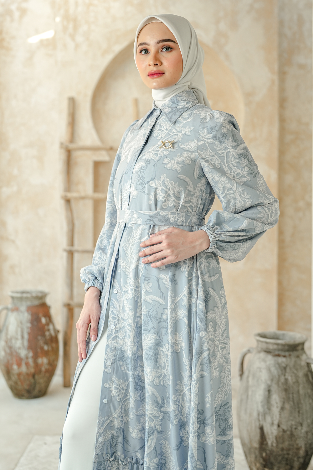 Ruby Collar Dress Lagoon Breeze
