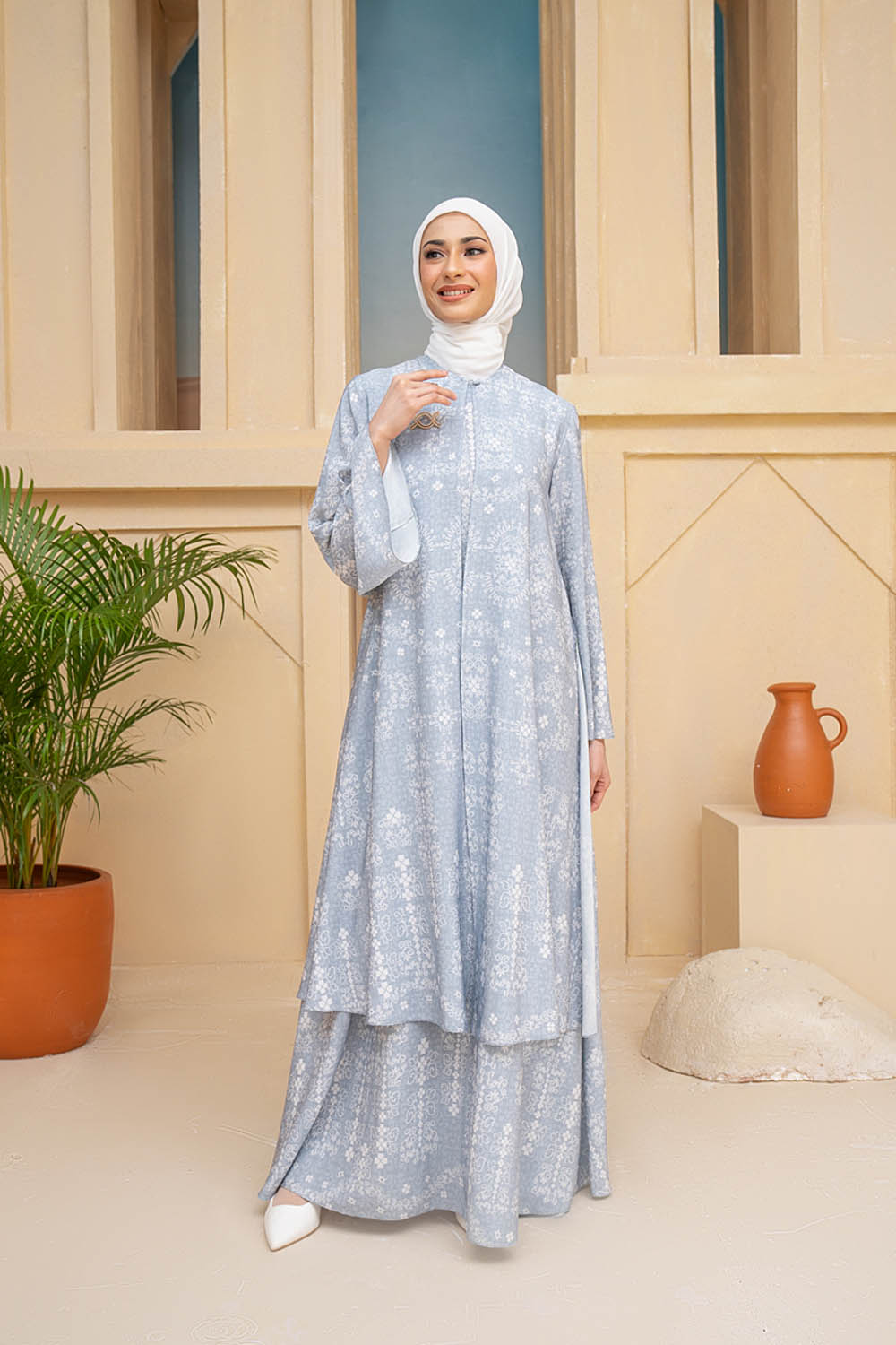 Malqaf Dress Set Blue Shiver
