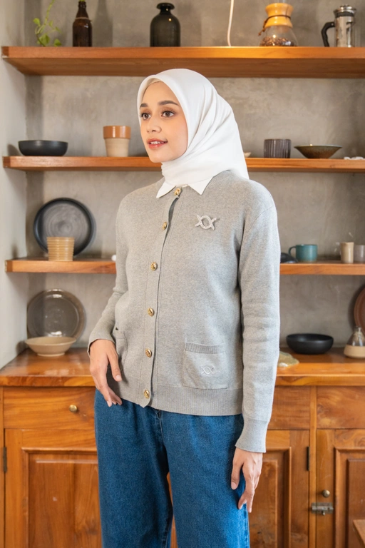 Image of Elena Knit Cardigan Silver Cloud