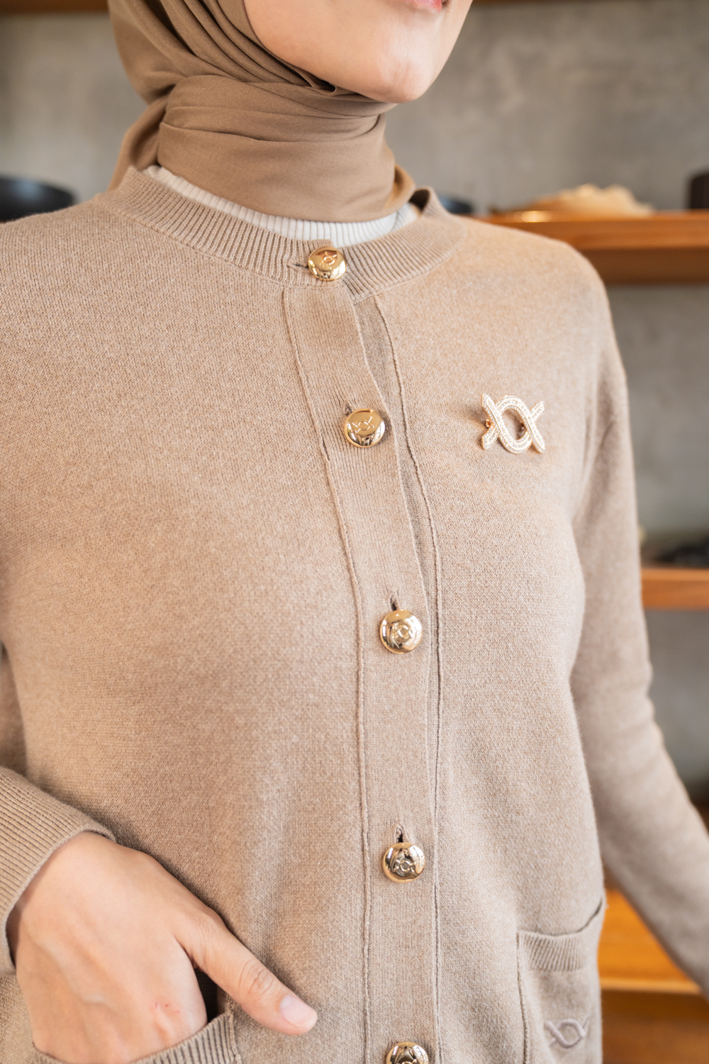 Elena Knit Cardigan Woodsmoke