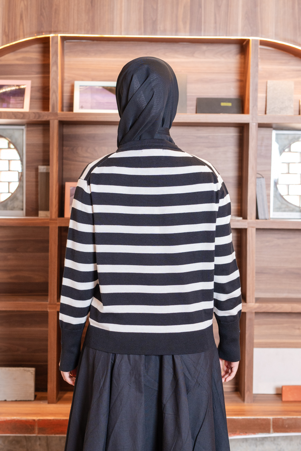 Kiora Striped Knit Cardigan Smoky Black
