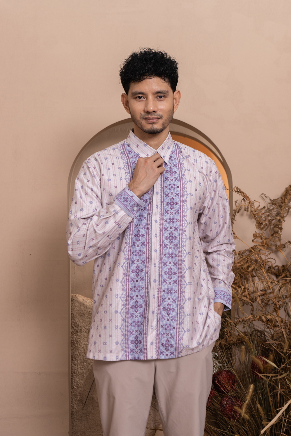 Kalola Long Shirt Men Lilac Hint