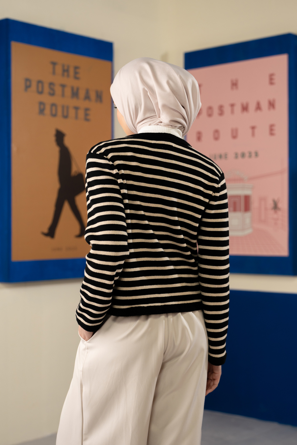 Elodie Striped Knit Cardigan Onyx