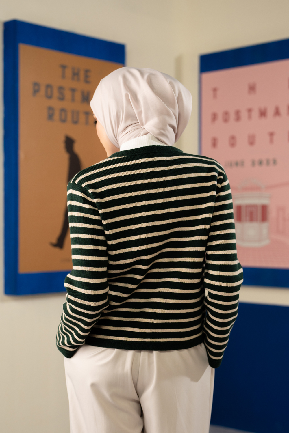 Elodie Striped Knit Cardigan Garden Topiary