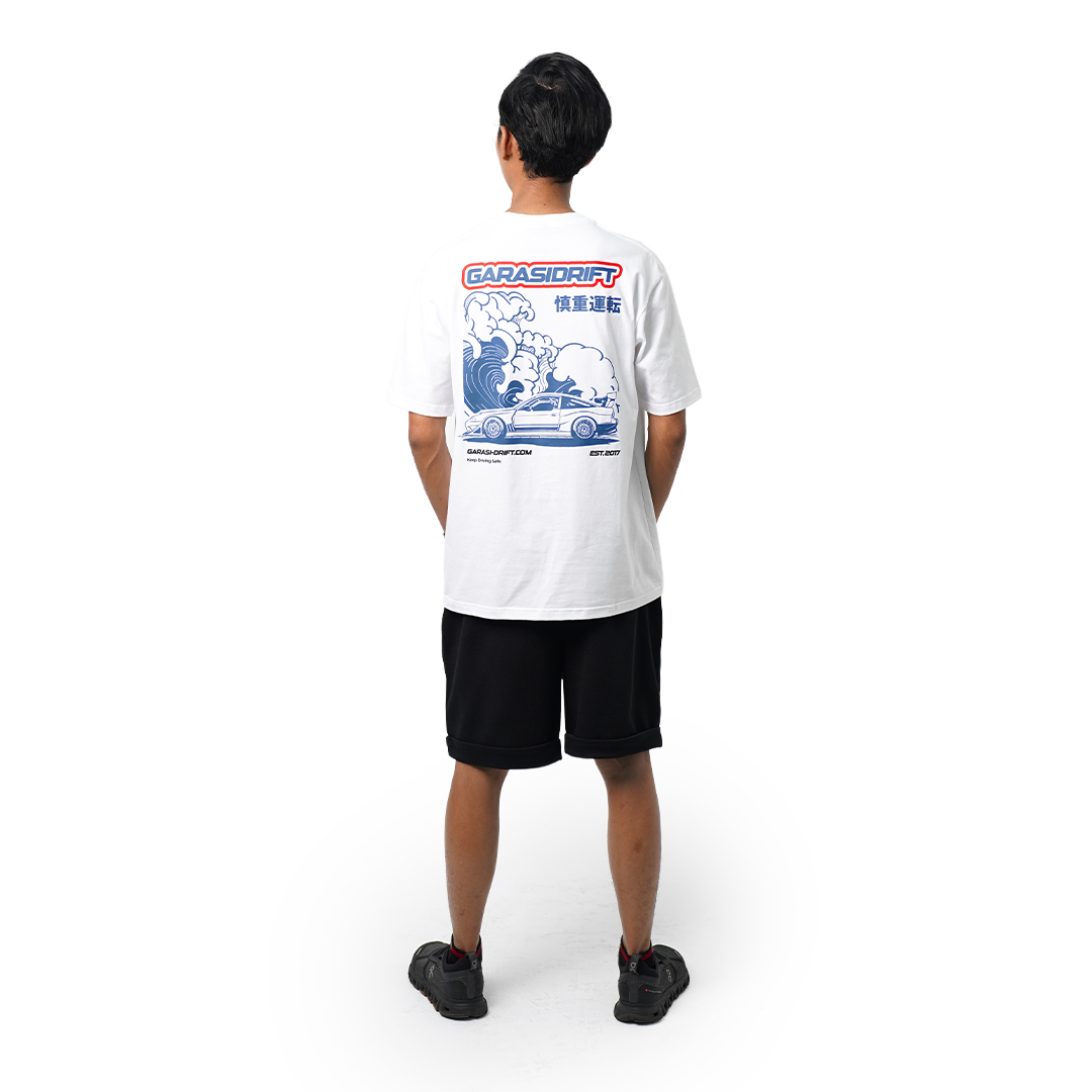 Garasi Drift T-Shirt 180SX Great Wave White