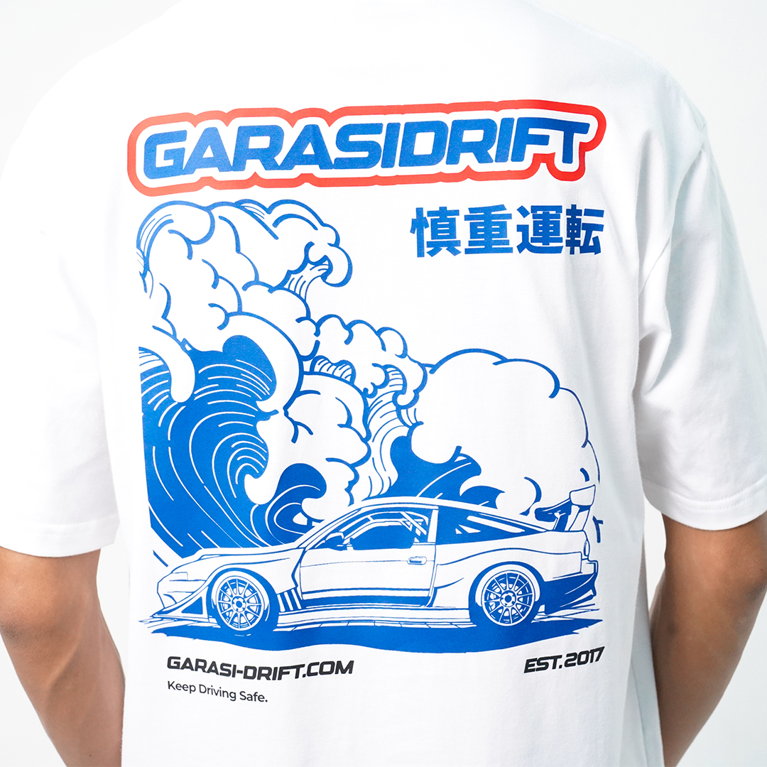 Garasi Drift T-Shirt 180SX Great Wave White