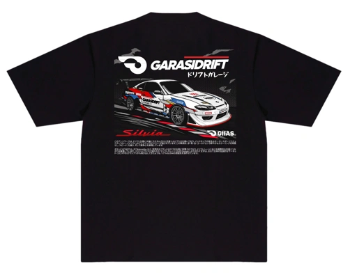 Image of Garasi Drift X GIIAS T-Shirt Silvia S15 Special Drift Machine Livery Black