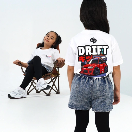 Image of Garasi Drift Kids T-Shirt S15 Red Is The New Black White