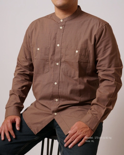 Image of Kemeja Koko Coklat Moka Lengan Panjang