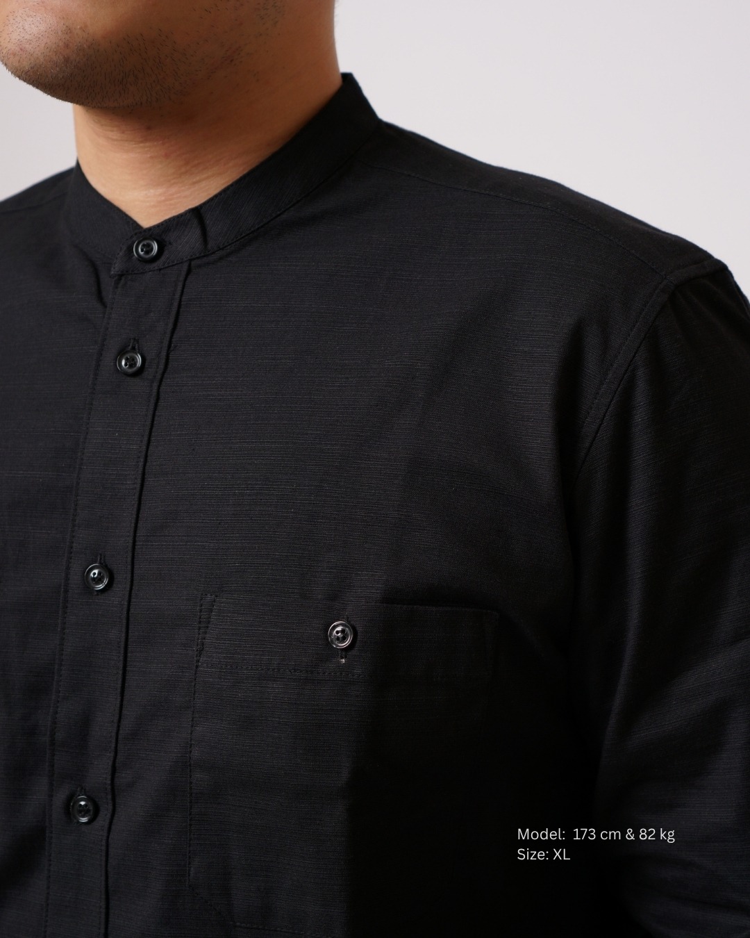 Kemeja Koko Hitam Lengan Panjang