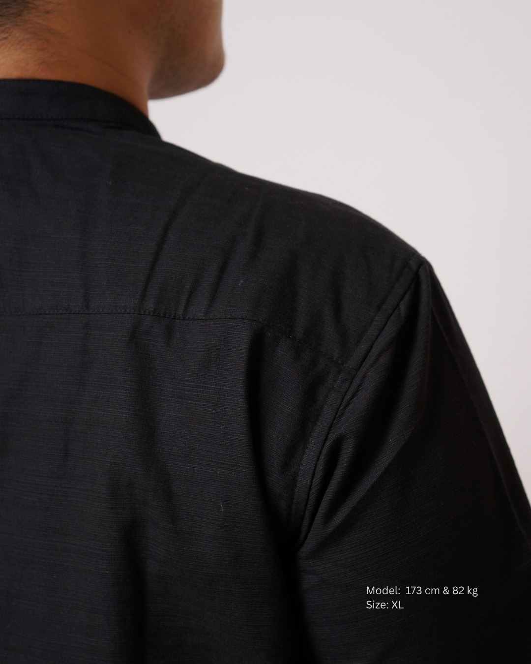 Kemeja Koko Hitam Lengan Pendek