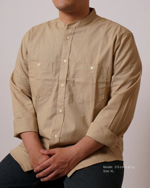 Image of Kemeja Koko Krem Lengan Panjang