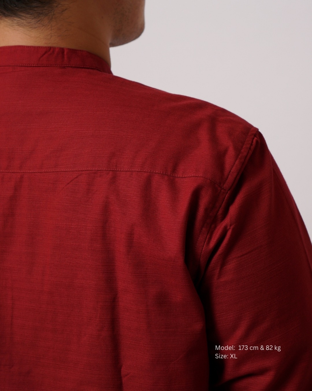 Kemeja Koko Merah Tua Lengan Panjang