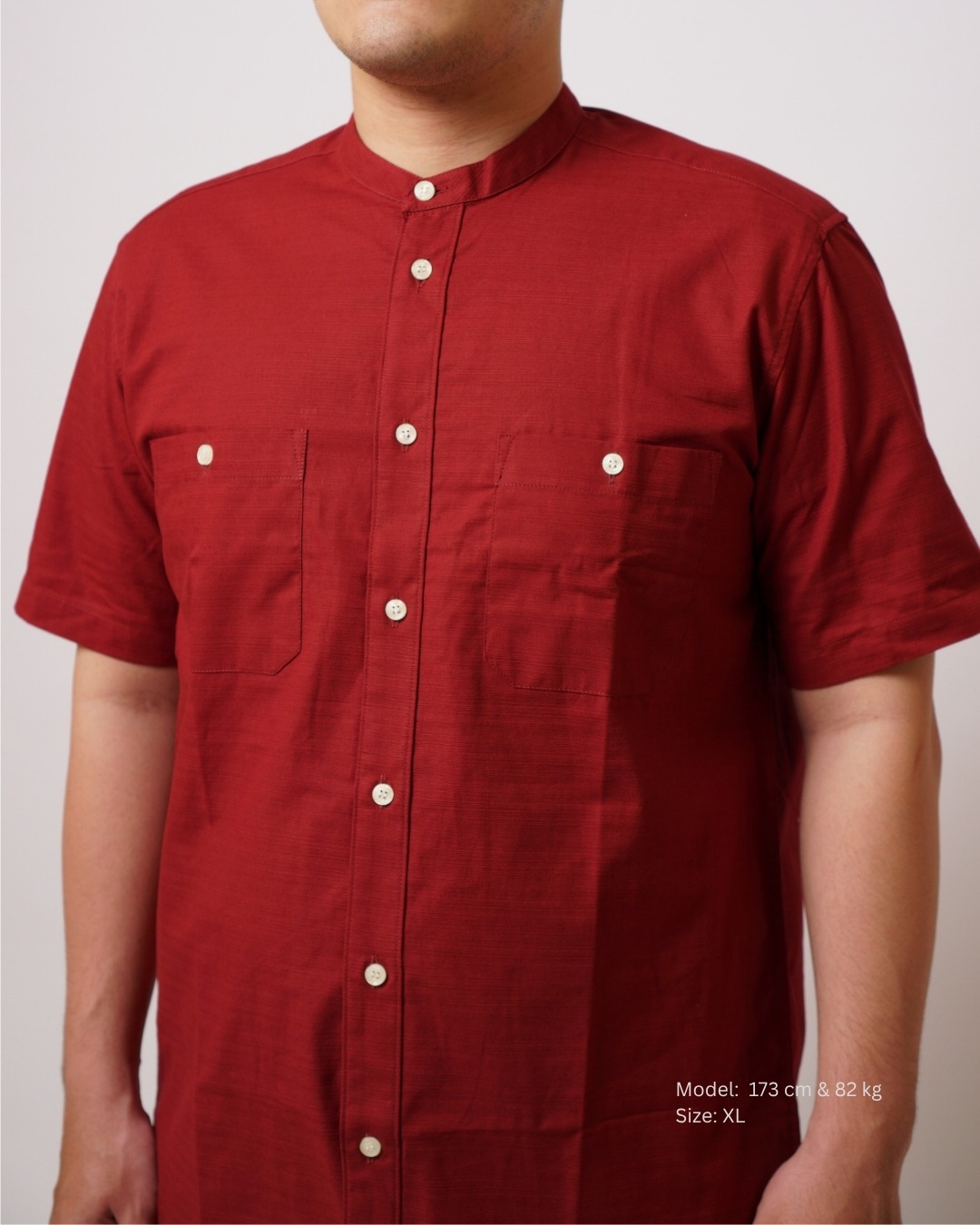 Kemeja Koko Merah Tua Lengan Pendek