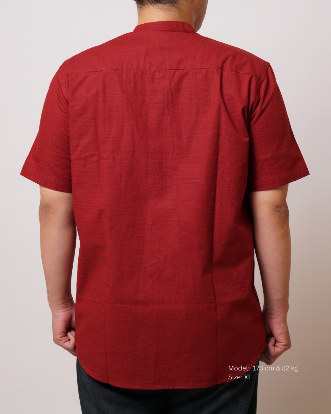 Kemeja Koko Merah Tua Lengan Pendek