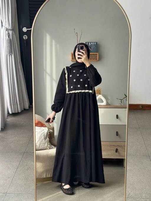 Image of PROUDYHIJAB - Hyunji Dress Bordir Korean Wanita Busui bukaan kanan kiri