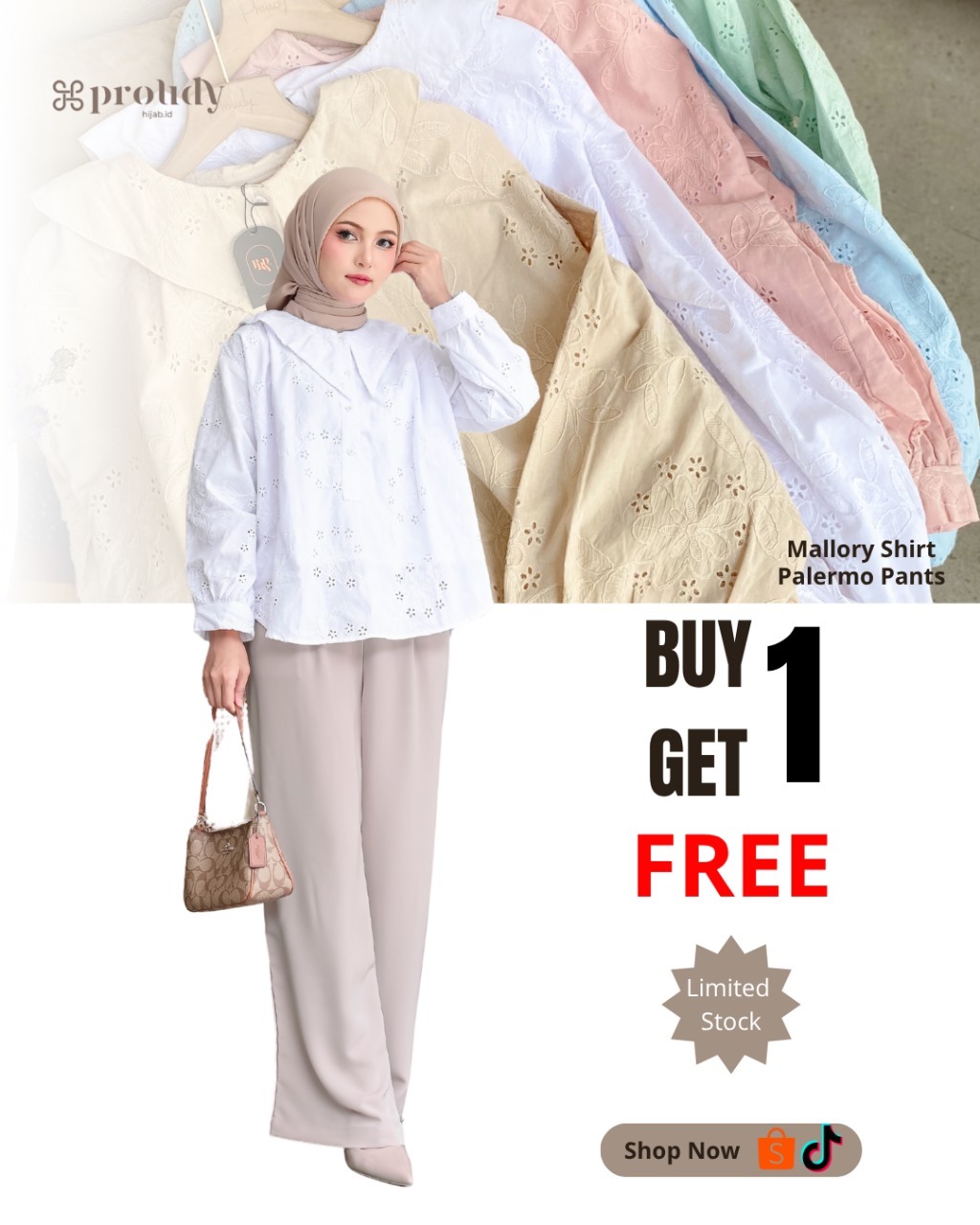 Paket Bundling 1 Buy Get Free (Palermo Pants & Mallory Shirt Atasa Wanita Busui Friendly)