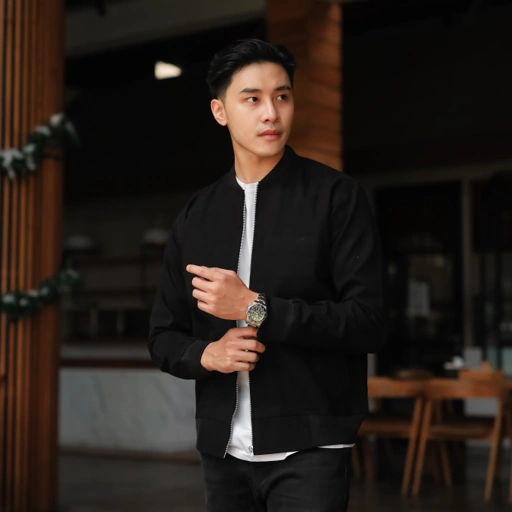 Image of Jaket Bomber Canvas Black