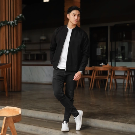 Jaket Bomber Canvas Black