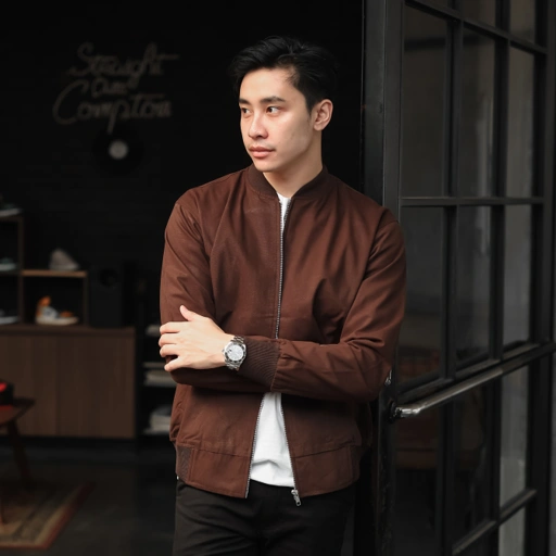 Image of Jaket Bomber Canvas Brown