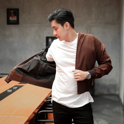 Jaket Bomber Canvas Brown