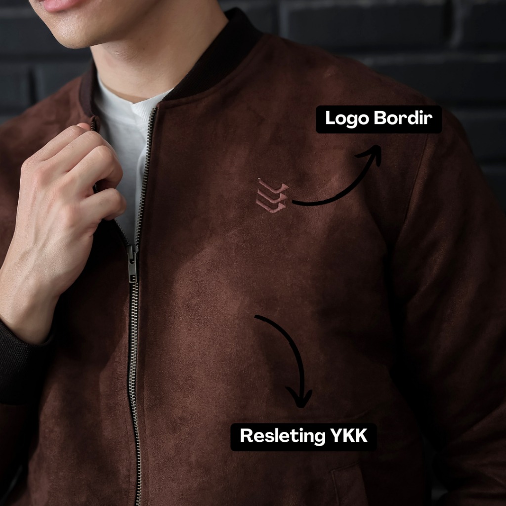 Jaket Bomber Suede Malvin