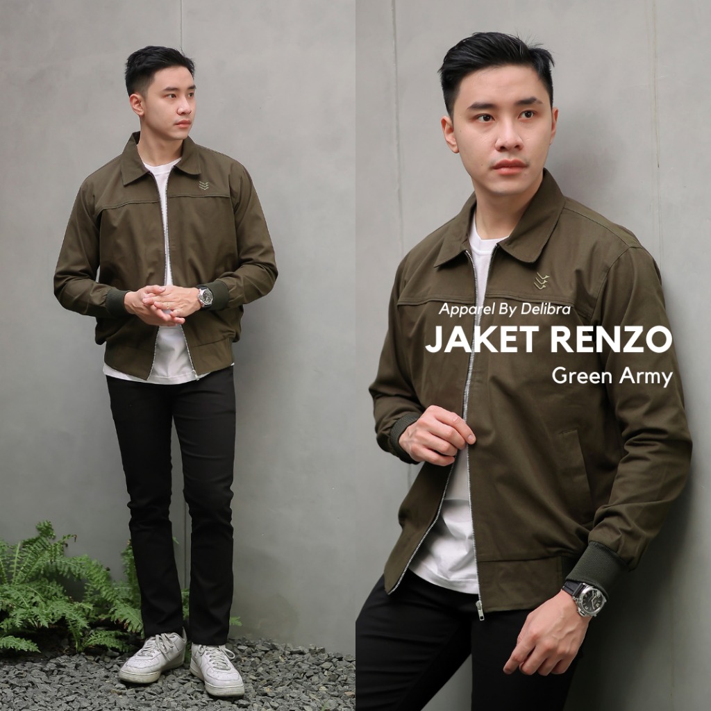 Delibra Jaket Canvas Pria Renzo Green Army