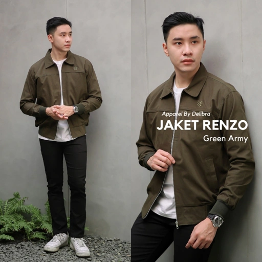 Image of Delibra Jaket Canvas Pria Renzo Green Army
