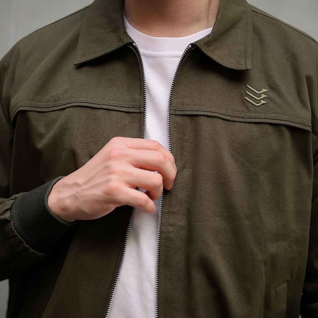 Delibra Jaket Canvas Pria Renzo Green Army