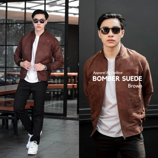 Image of Jaket Bomber Suede Brown