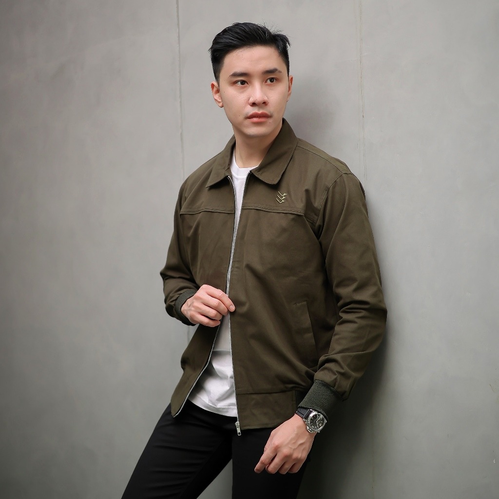 Delibra Jaket Canvas Pria Renzo Green Army
