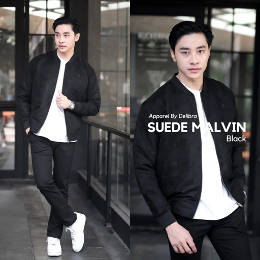 Image of Jaket Bomber Suede Malvin Black