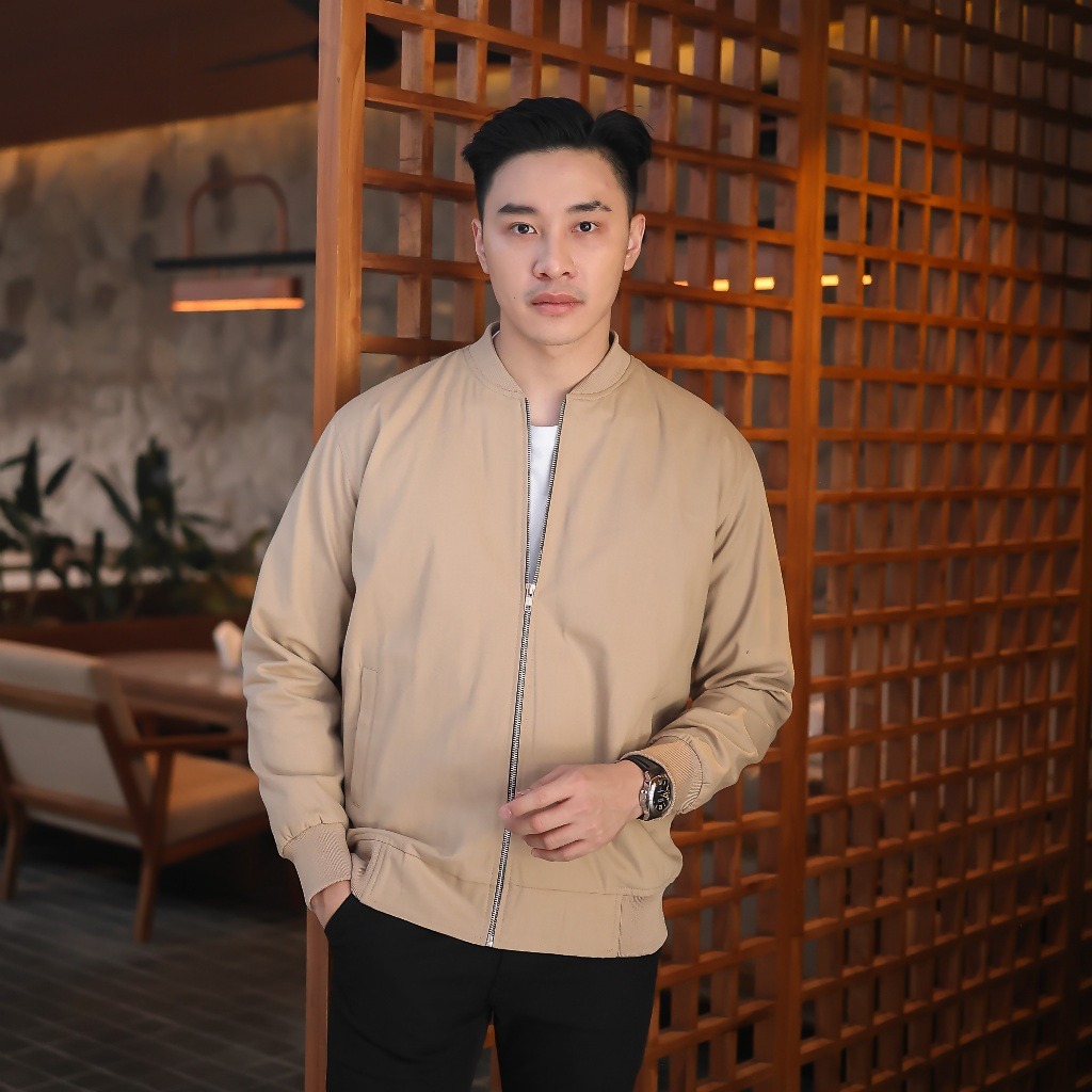 Jaket Bomber Canvas Cream