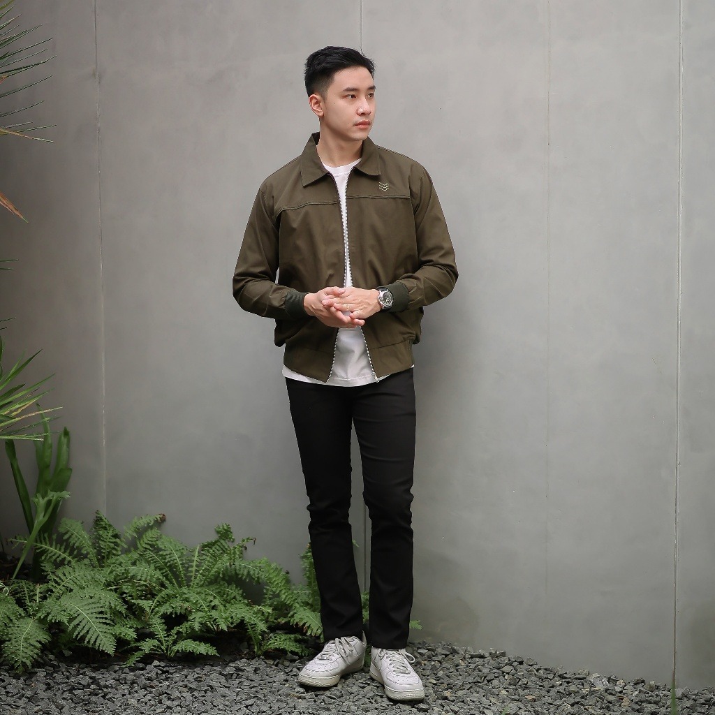 Delibra Jaket Canvas Pria Renzo Green Army