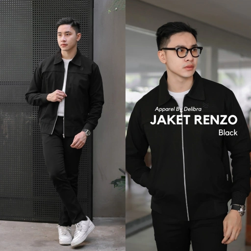 Image of Delibra Jaket Canvas Pria Renzo Black