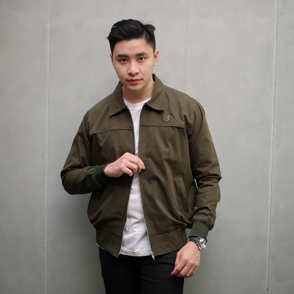 Delibra Jaket Canvas Pria Renzo Green Army