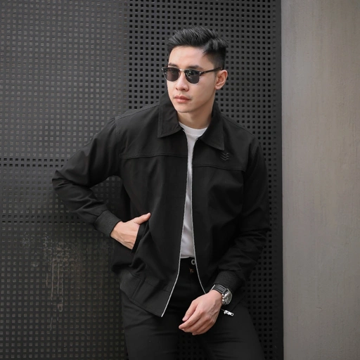 Delibra Jaket Canvas Pria Renzo Black