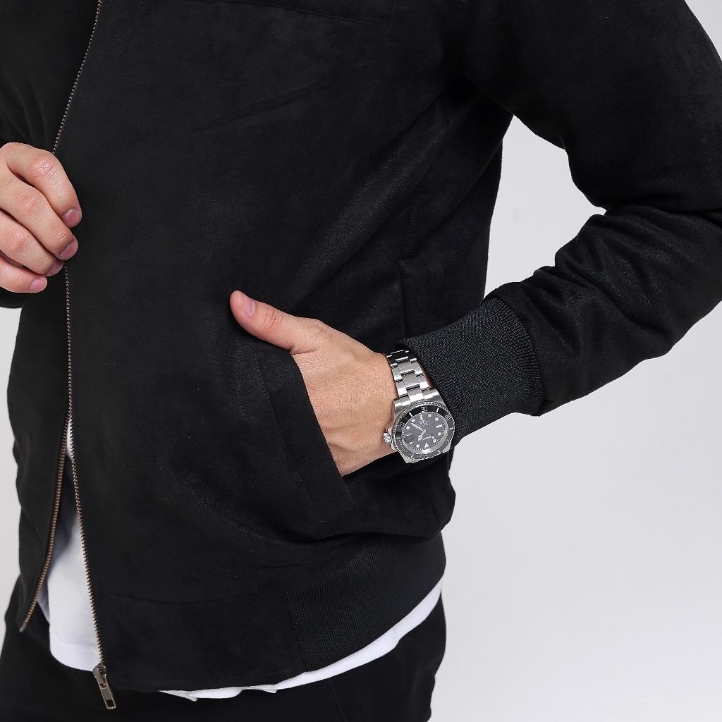 Jaket Bomber Suede Black