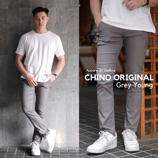 Image of Delibra Celana Chino Panjang Original Grey Young
