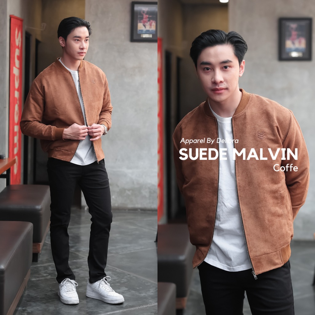 Jaket Bomber Suede Malvin Coffe