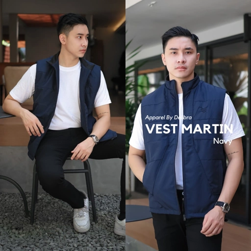 Image of Delibra Rompi Motor Jaket Vest Pria Martin Navy