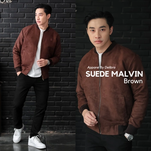 Image of Jaket Bomber Suede Malvin Brown