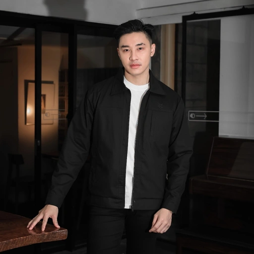 Image of Delibra Jaket Canvas Pria Nevile Black