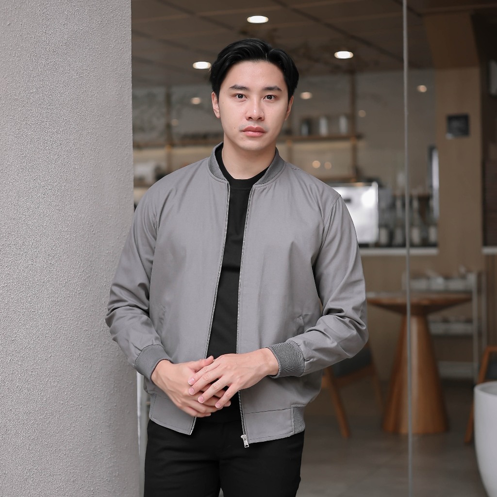 Jaket Bomber Canvas Grey Young