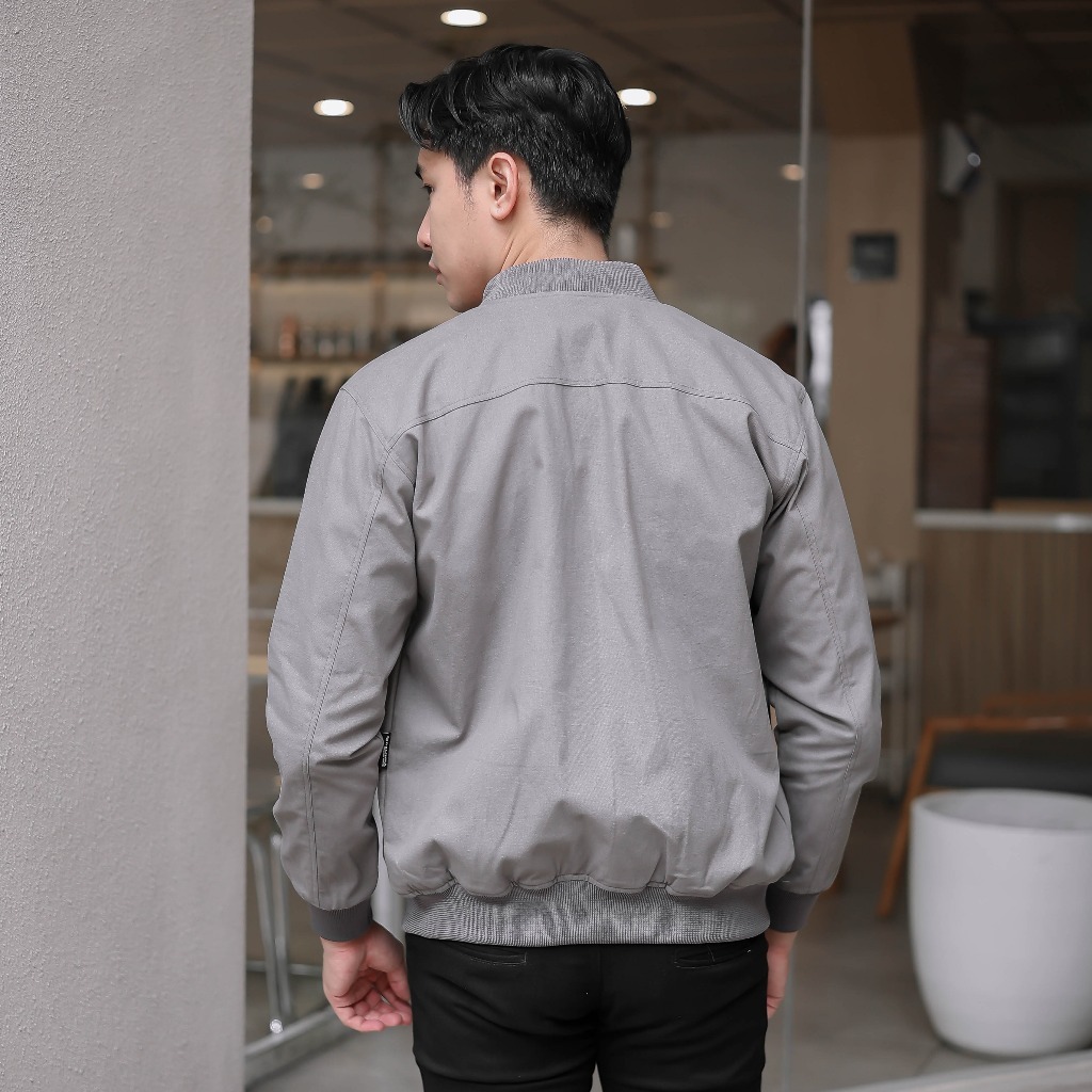 Jaket Bomber Canvas Grey Young