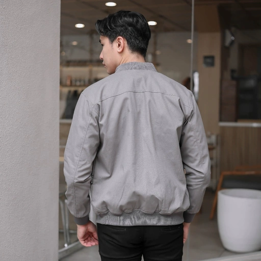 Jaket Bomber Canvas Grey Young