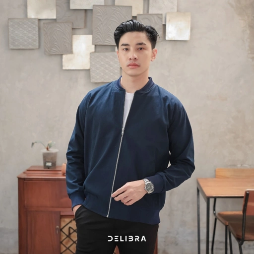 Image of Jaket Bomber Canvas Navy