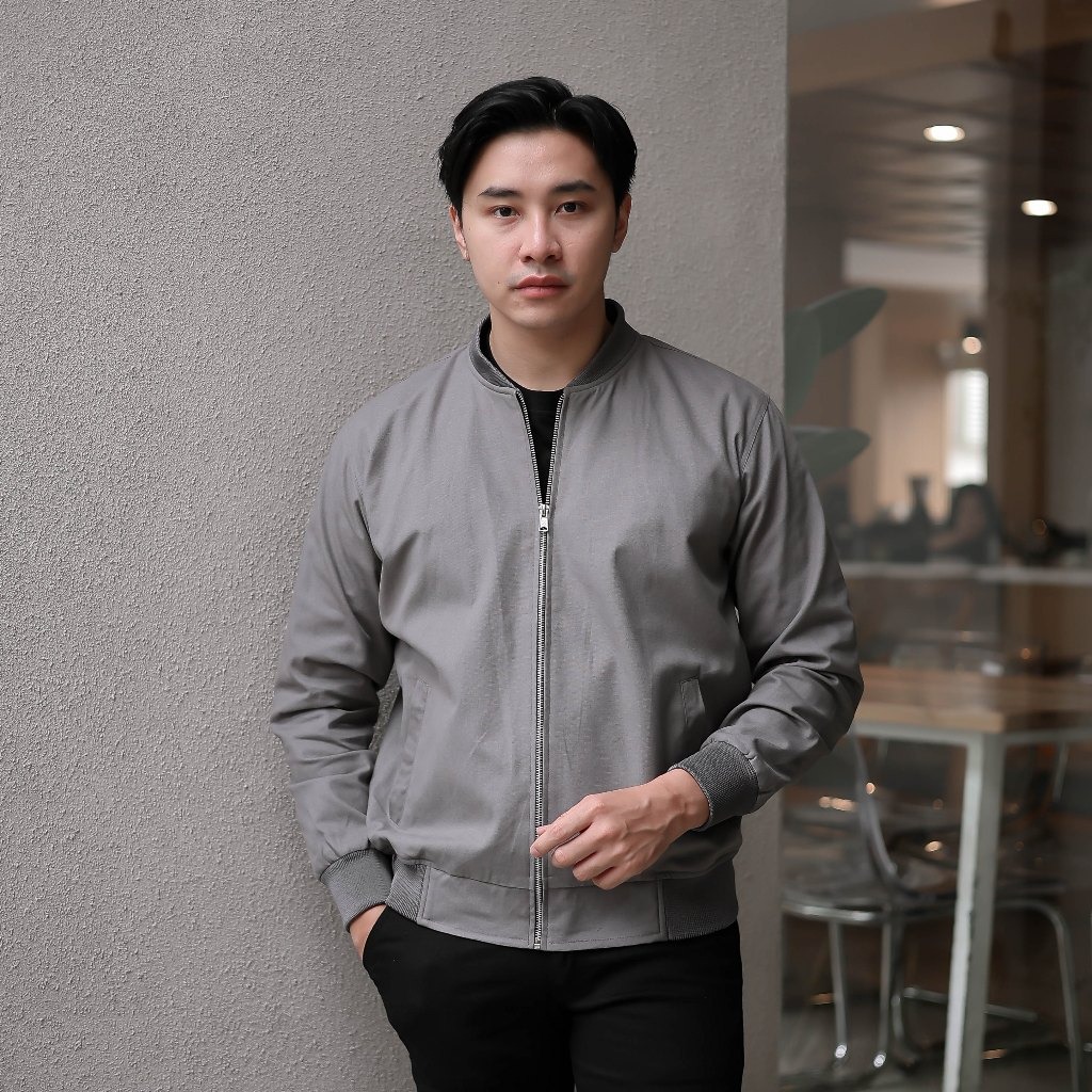 Jaket Bomber Canvas Grey Young