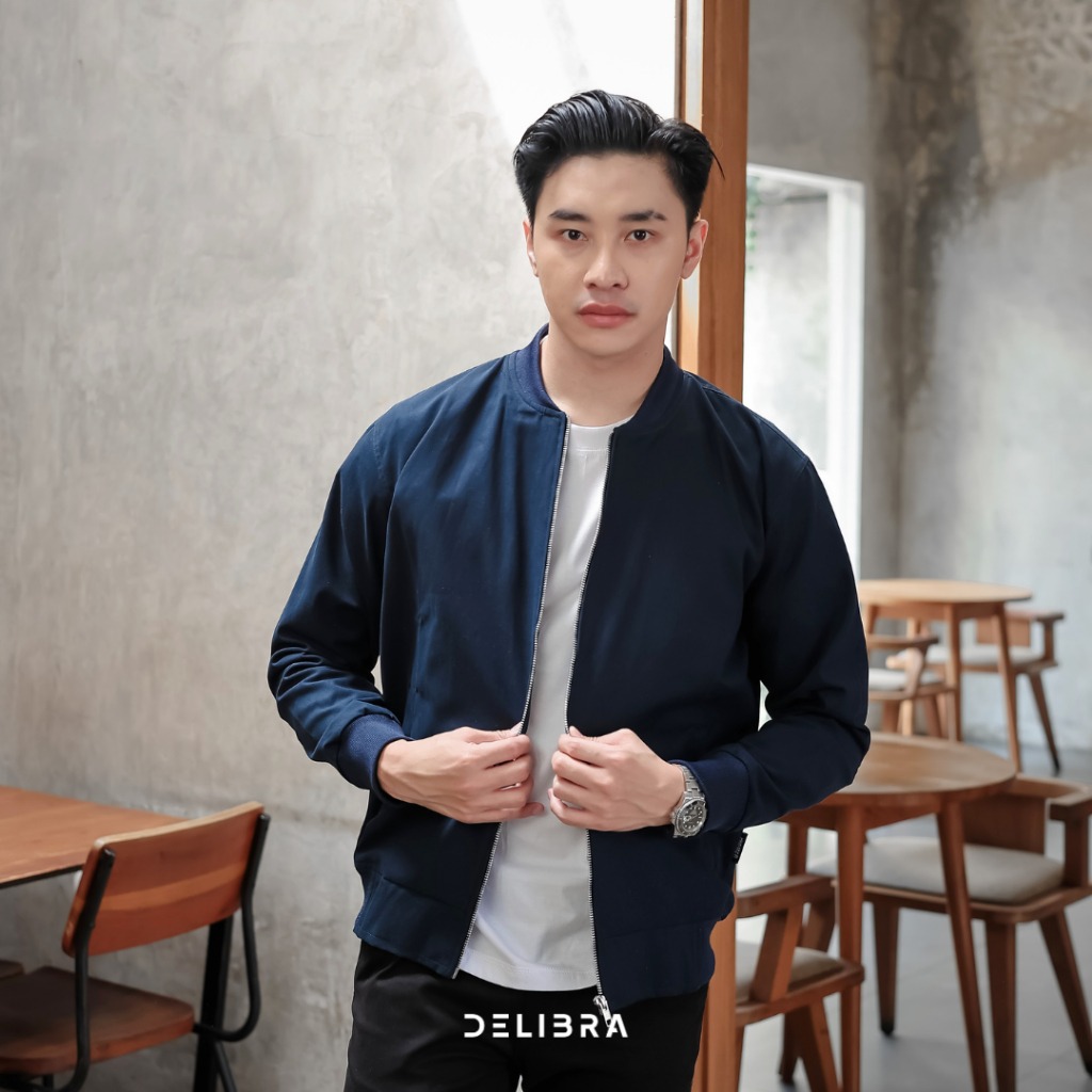 Jaket Bomber Canvas Navy