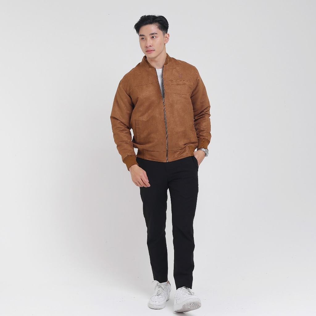 Jaket Bomber Suede Coffe
